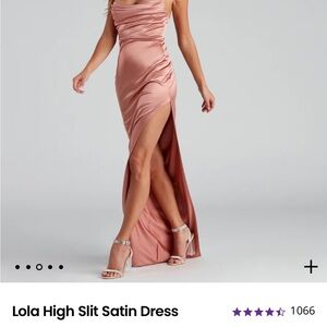 Windsor Lola High Slit Satin Dress in Rose Gold, Size Small, NWT